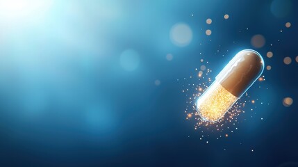 Shimmering Capsule on Bright Abstract Background