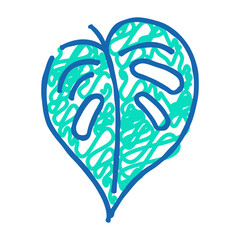 Fototapeta premium monstera tropical leaf doodle icon sketch vector. monstera tropical leaf sign. isolated symbol illustration