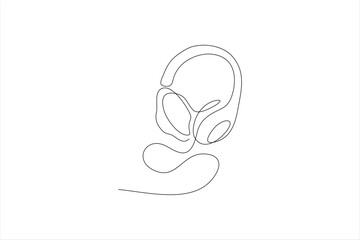 continuous line drawing of headphones