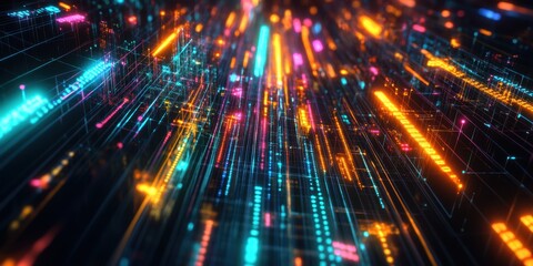 Obraz premium abstract technology background with glowing lines and dots