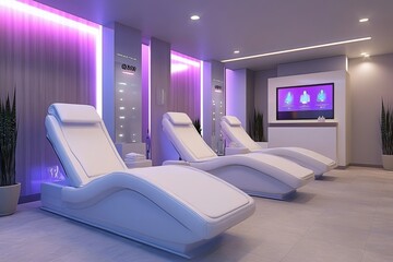 Modern Spa Room Interior with Relaxing Loungers