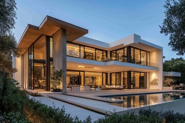 Fototapeta premium Modern Luxury Home with Swimming Pool