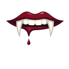 Vampire’s Fangs with Blood Drip Illustration – Perfect for Halloween and Gothic Design