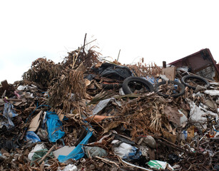 pile of garbage isolated on white background