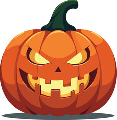 Evil Grinning Jack-o'-Lantern Pumpkin Illustration – Perfect for Halloween and Spooky Projects