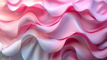Obraz premium Curvy paper with pink background, 3d rendering. Computer digital drawing. 
