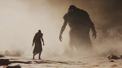 the warrior facing the monster © mech