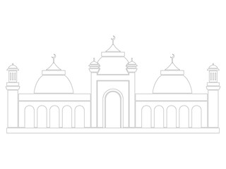 Badshahi mosque Pakistan Lahore holy sacred worship praying place masjid Islam Islamic architectural design set outline