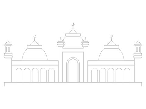 outline mosque building, white background clip art preview