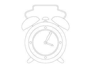 Watch clock alarm outline time reminder waking up ringing timer vintage old antique style design set