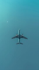 Fototapeta premium Passenger plane soaring with a clear sky for copy space.