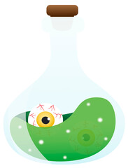 Witch's Potion Bottle, Green Potion in the Eyeball
