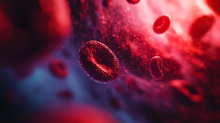 Close-up of Red Blood Cells in a Bloodstream