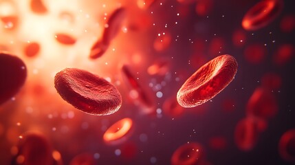 Close-up View of Red Blood Cells in a Stream of Blood
