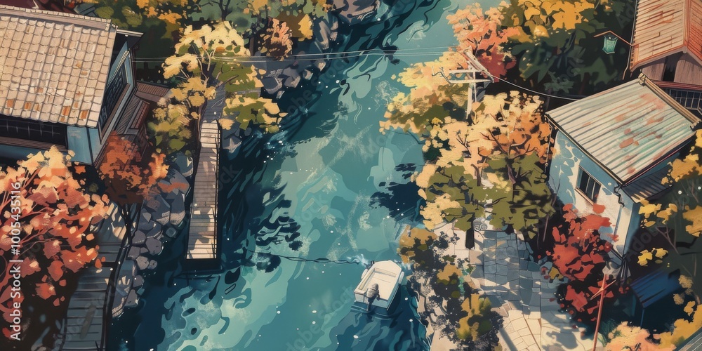 Canvas Prints Peaceful lofi art captured from a bird's eye perspective.