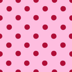 Distressed pink dots seamless pattern. Monochromatic pink modern polka dots in a row print. Dotted allover background. Flower shape circles