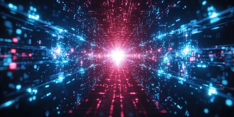 abstract technology background with glowing lines and dots