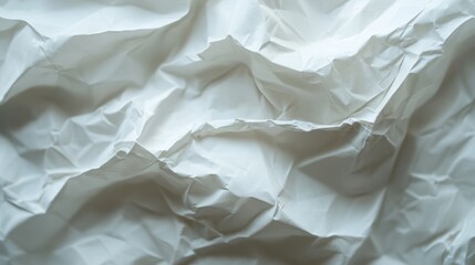 Obraz premium Crumpled white paper texture showcasing folds and shadows.