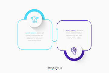 Vector Infographic label design template with icons and 2 options or steps. Can be used for process diagram, presentations, workflow layout, banner, flow chart, info graph.