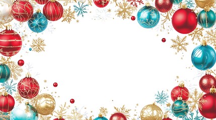 A Festive Border of Colorful Christmas Ornaments and Snowflakes for Holiday Celebrations