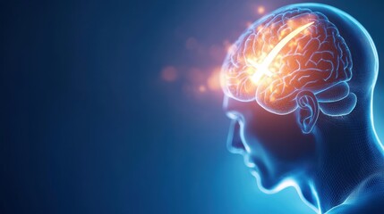 Brain Activity Illustration in Blue Color Scheme