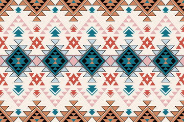 Fototapeta premium Ethnic pattern seamless geometric,Aztec embroidery border seamless patterns.ethnic pattern seamless, pattern art wallpaper Background, Design for fabric, curtain, carpet ,geometry seamless pattern