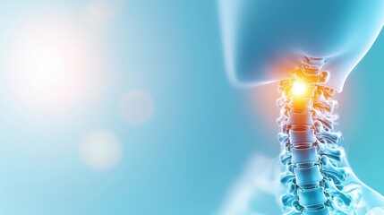 Human Neck Structure with Highlighted Pain Area