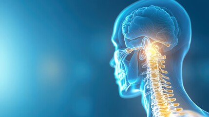 Human Anatomy - Nervous System Side View Illustration