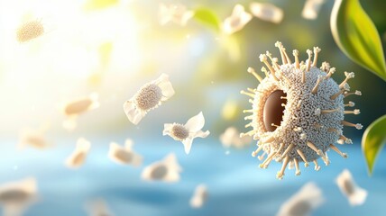 Obraz premium Virus Particle Surrounded by Nature Background