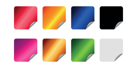 collection of square stickers in various colors