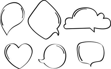Hand-Drawn Speech Bubbles and Shapes in Black and White