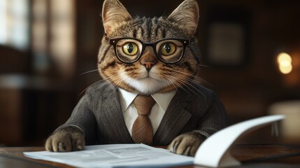 Cat in office attire