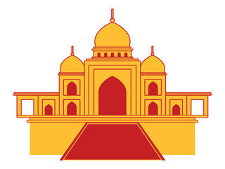 China traditional ancient mosque architecture Chinese building style religion tourist trip destination design set icon