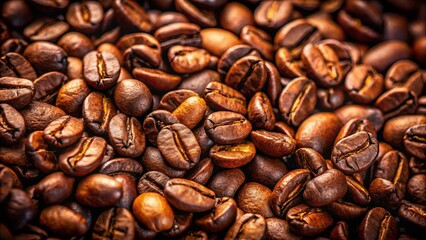 Fototapeta premium Roasted Coffee Bean Texture, A Close-Up View of the Rich, Brown Hues and Detailed Texture of Freshly Roasted Coffee Beans