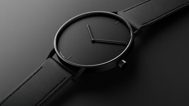 Simple and modern wristwatch with minimalist design on display evoking a sense of time and elegance