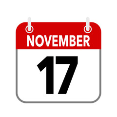 17 November, calendar icon on white background.