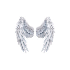 Fototapeta premium Pair of angel white wings with detailed feathers isolated on transparent background