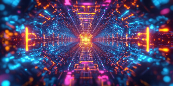 a colorful tunnel with neon lights