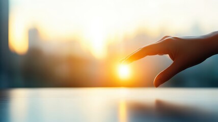 Person Reaching Out to Touch the Sunlight at Dusk