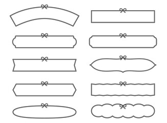横長の和風、水引きのテキストフレーム_モノクロ