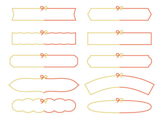 横長の和風、水引きのテキストフレーム_赤とゴールド