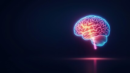 Neon Brain Illustration for Mental Health Concepts