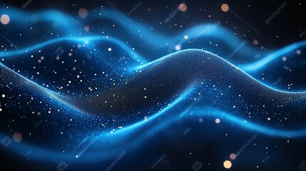 Obraz premium Abstract Blue Wave with Glittering Lights and Textured Surface