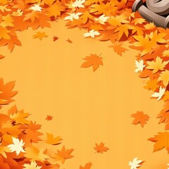 Fototapeta premium Leafcovered pathway winds through a vibrant autumn forest