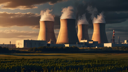 highly detailed image of a nuclear power plant reactor