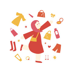 買い物を楽しむ人のイラストセット