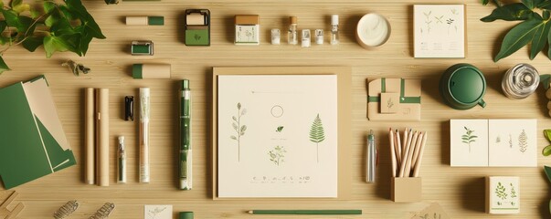 An environmentally friendly stationery shop with products made from forest-friendly paper and non-toxic inks, and a program for recycling used items