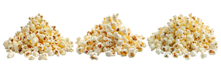 Popcorn pile isolated on transparent background