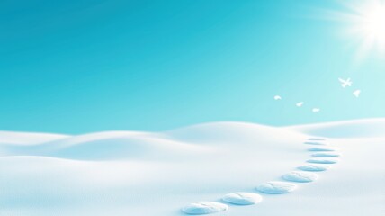 Echoing Footsteps in a Serene Snow Landscape