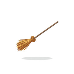 Classic Witch’s Broomstick Illustration – Perfect for Halloween and Magical-Themed Designs